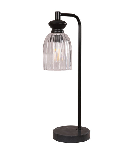 Sino Interior Ellipse Clear Glass Shade Marble Base Table Lamp - Black Highlight & Clear Glass