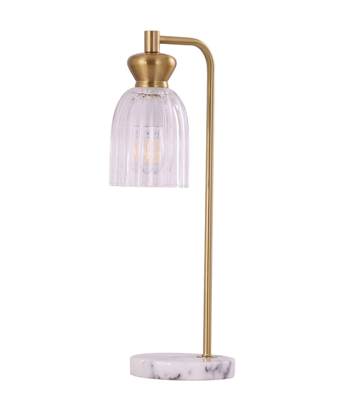 Sino Interior Ellipse Clear Glass Shade Marble Base Table Lamp - Brass Highlight & Clear Glass