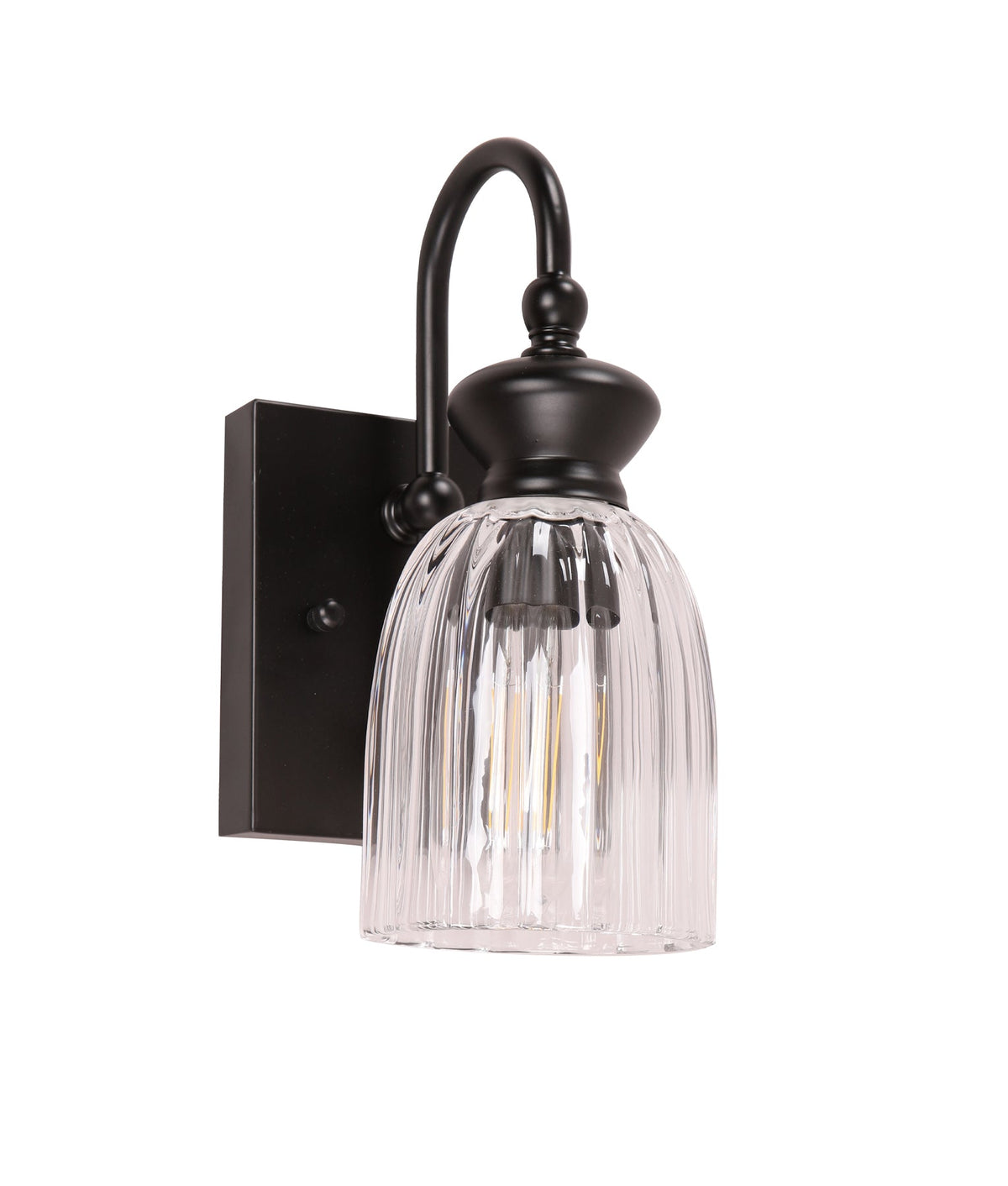 Sino Interior Ellipse Single Clear Glass Shade Wall Light - Black & Clear Glass