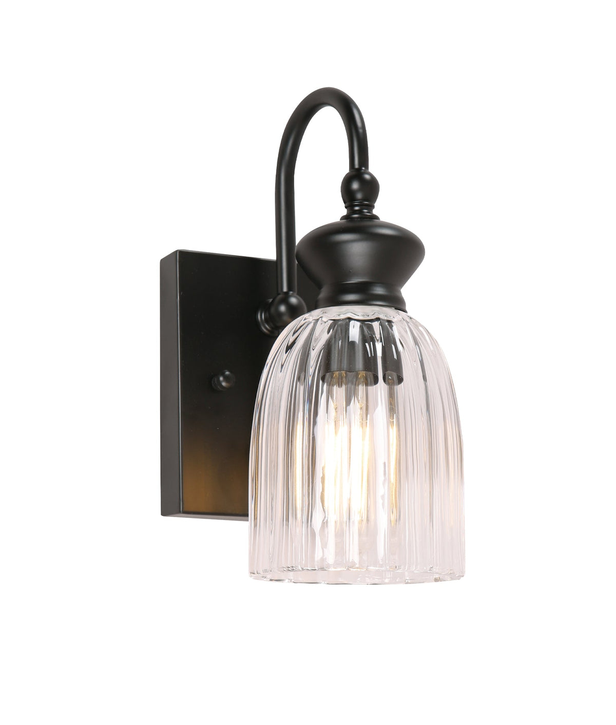 Sino Interior Ellipse Single Clear Glass Shade Wall Light - Black & Clear Glass