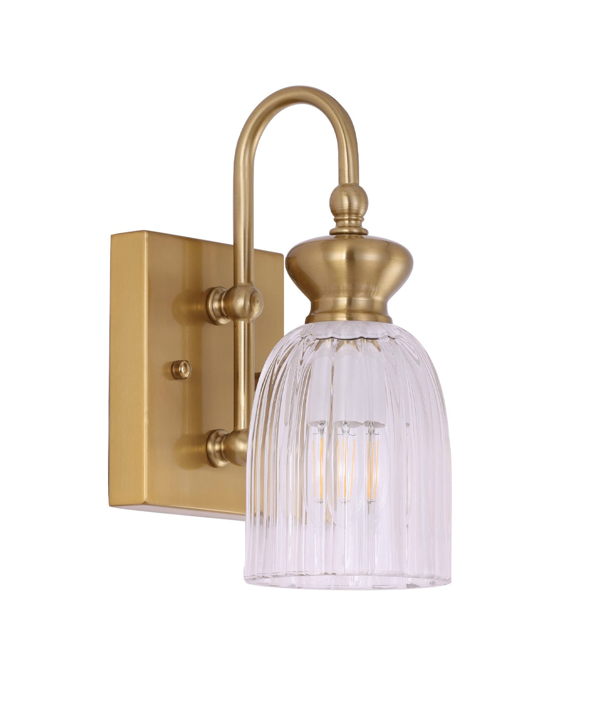 Sino Interior Ellipse Single Clear Glass Shade Wall Light - Brass & Clear Glass