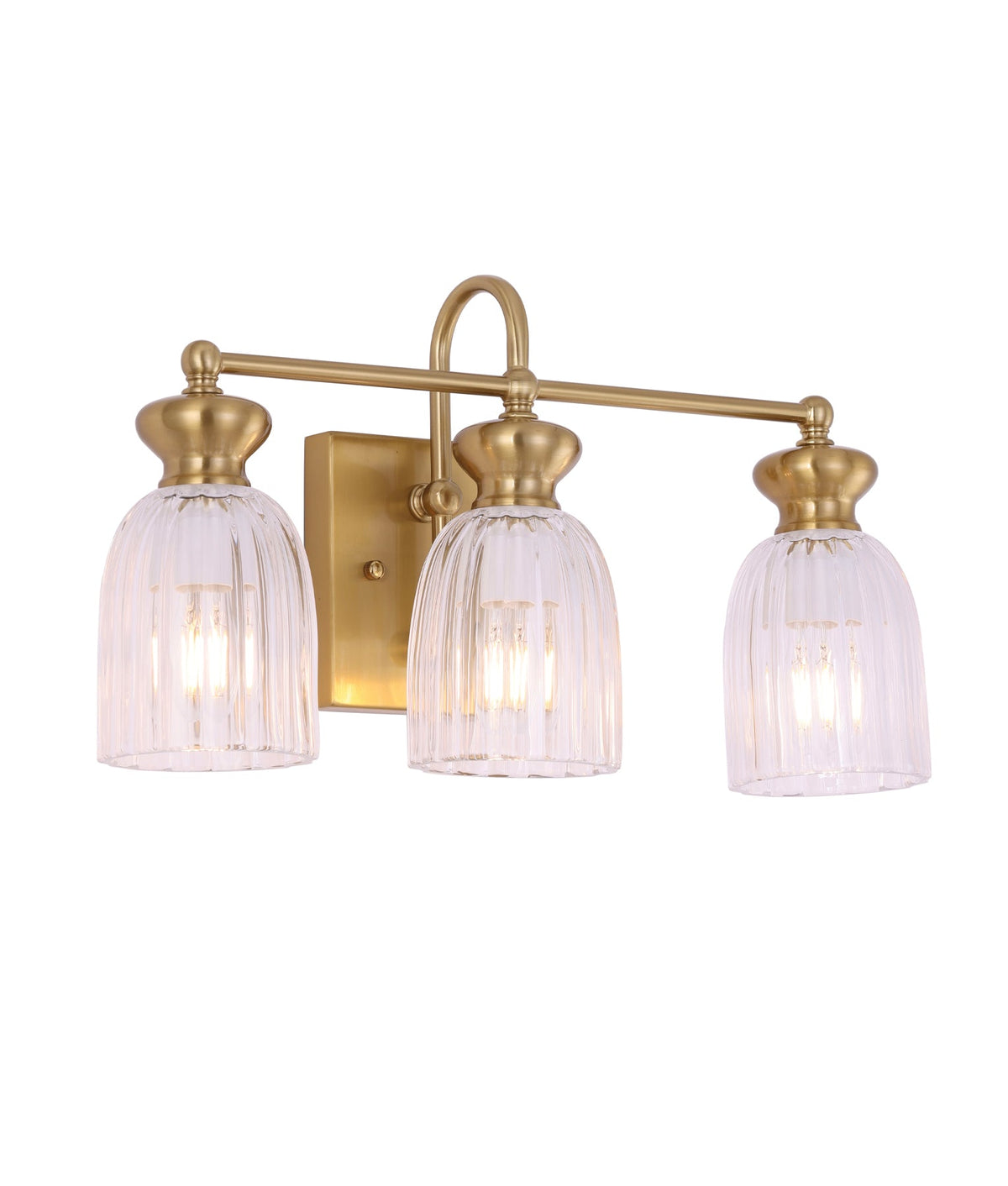 Sino Interior Ellipse Triple Clear Glass Shade Wall Light - Brass & Clear Glass