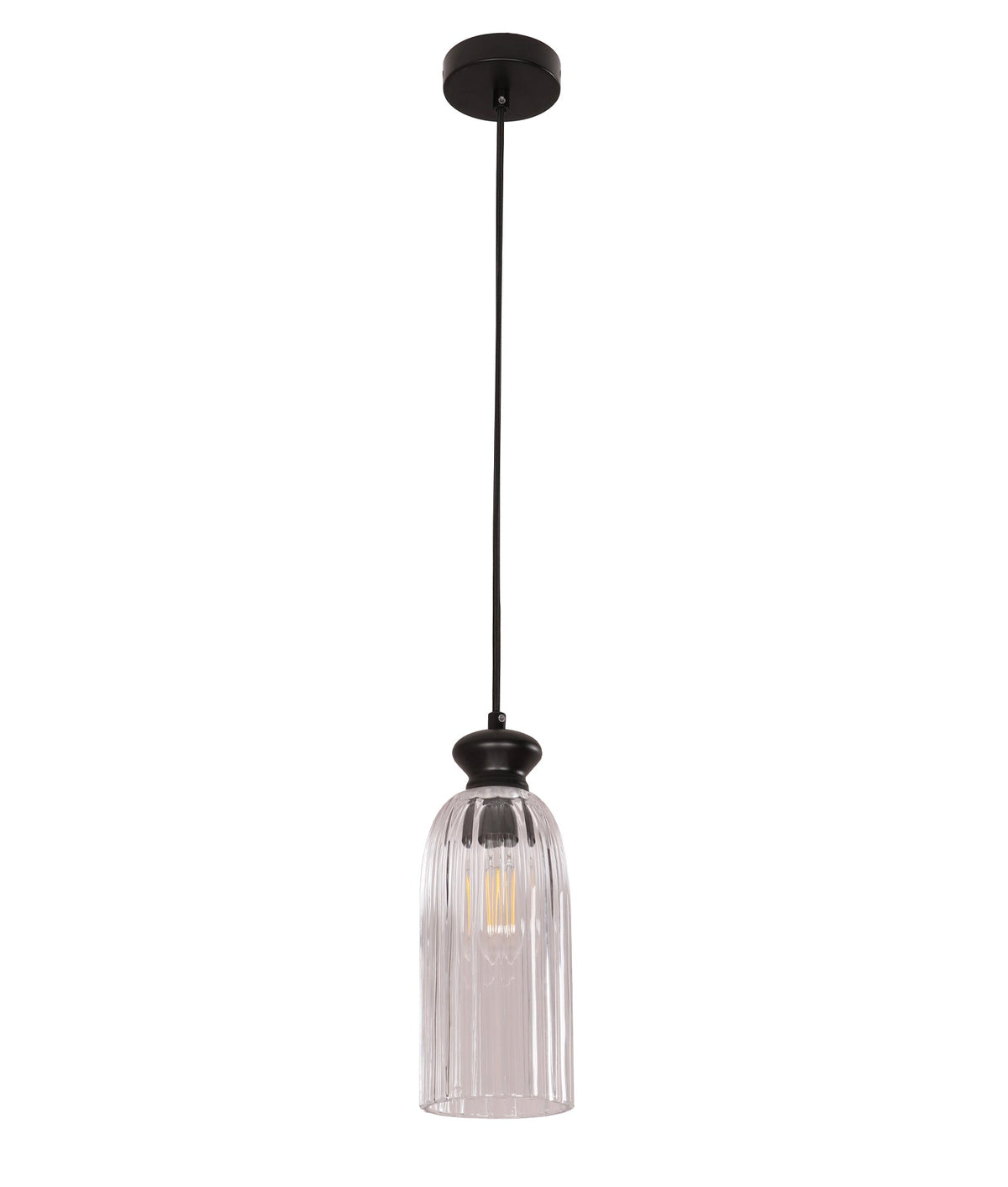 Sino Interior Ellipse Clear Glass Shade Pendant Light - Black Highlight & Clear Glass