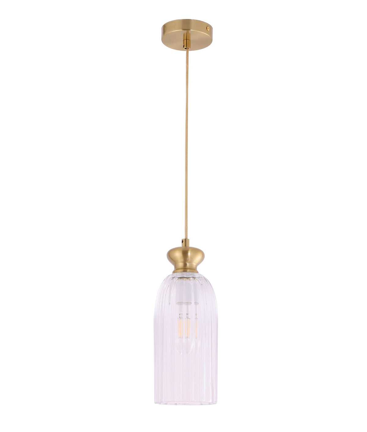 Sino Interior Ellipse Clear Glass Shade Pendant Light - Brass Highlight & Clear Glass