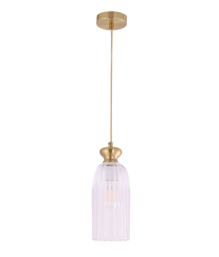 Sino Interior Ellipse Clear Glass Shade Pendant Light - Brass Highlight & Clear Glass