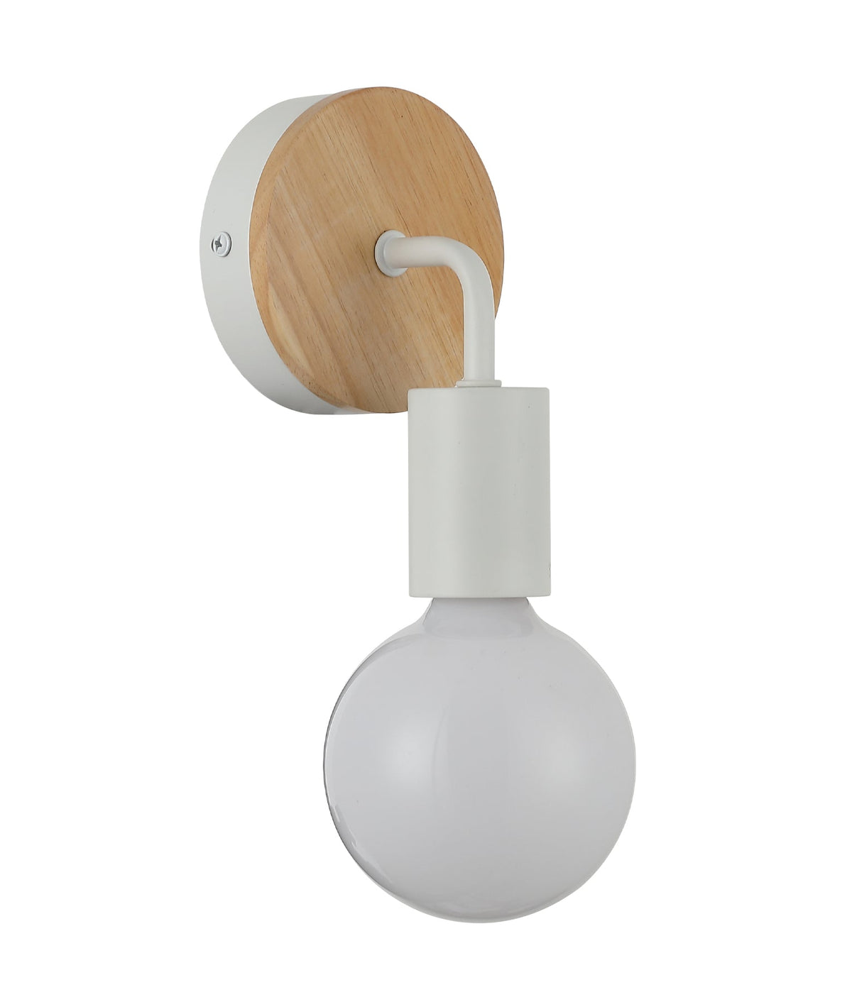Solo Interior Iron Bracket with Round Wood Highlight Wall Light - White