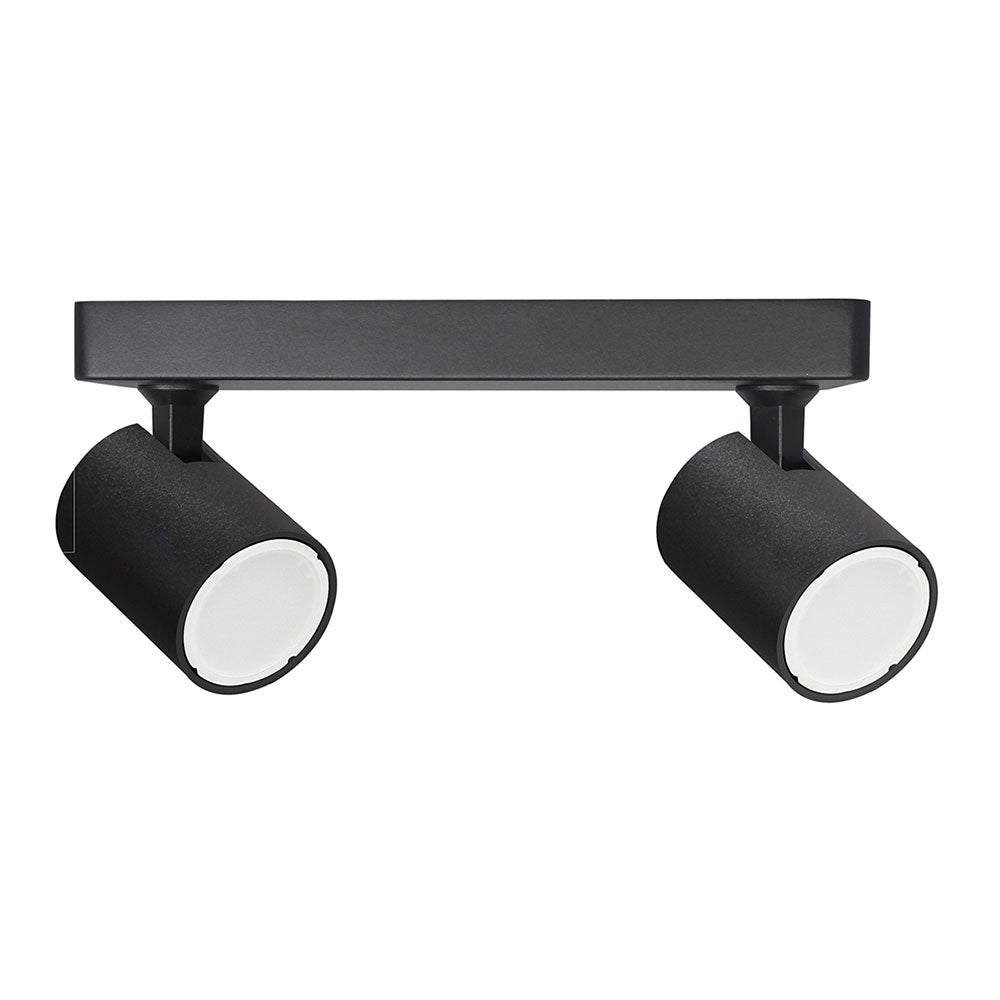 Spot 240V GU10 Double Adjustable Ceiling Spotlight Bar Matt Black