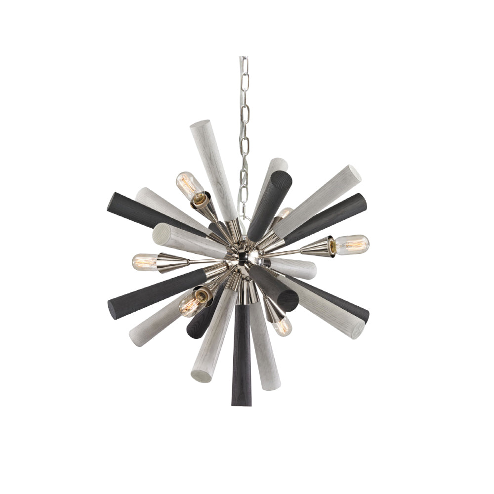 Modern Wood Pendant Polished Nickel