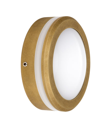 STE Exterior LED 12V/240V Antique Brass Eyelid/Round Step/Wall Light IP65 - Round / 240V
