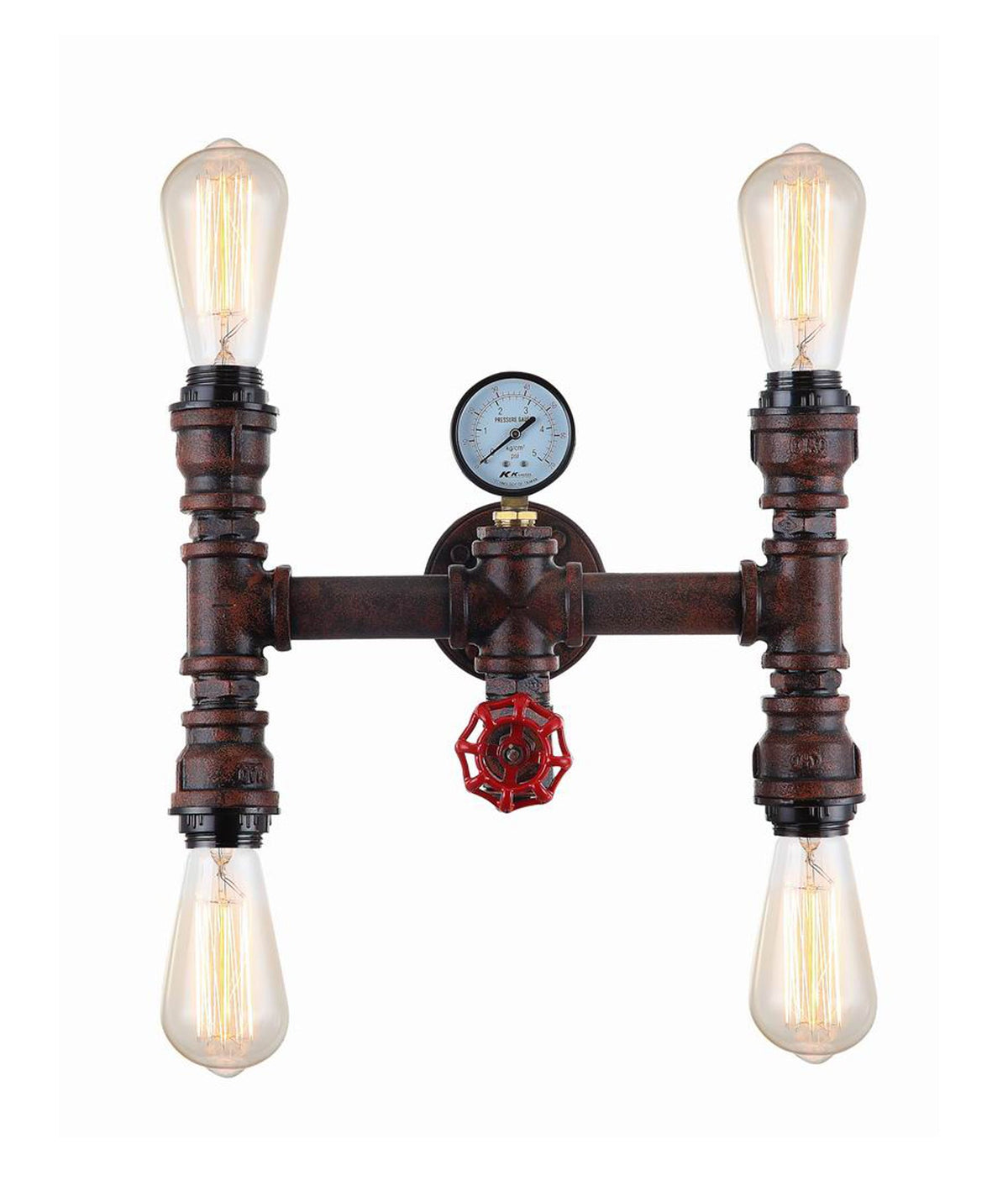 Steam Interior Aged Iron 4xPipe Wall Light - 4 Lights