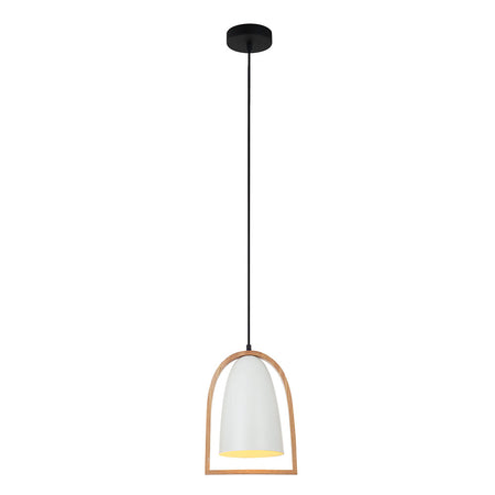 Modern Iron & Wood Pendant White