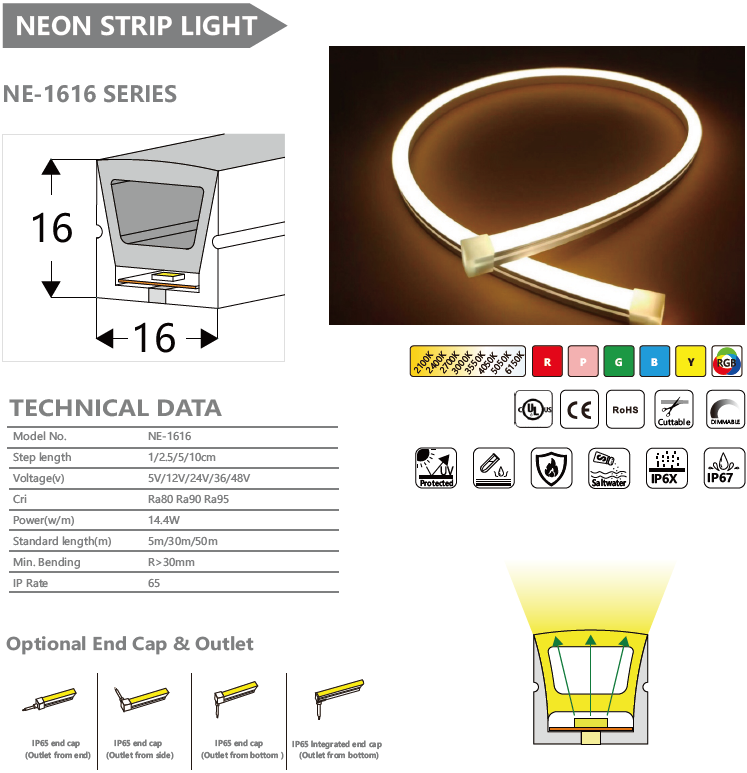 NE-1616 SERIES NEON STRIP LIGHT