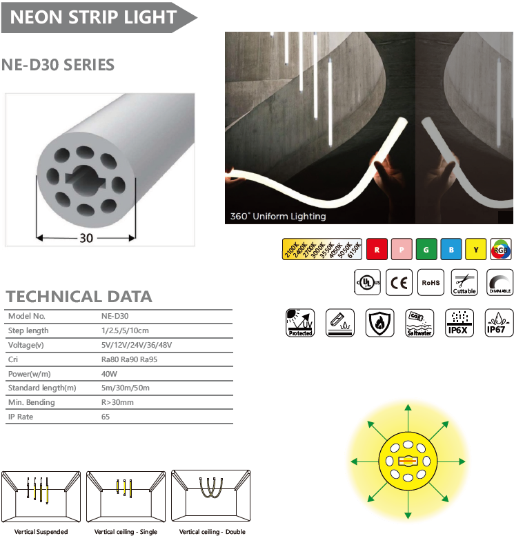 NE-D30 SERIES NEON STRIP LIGHT