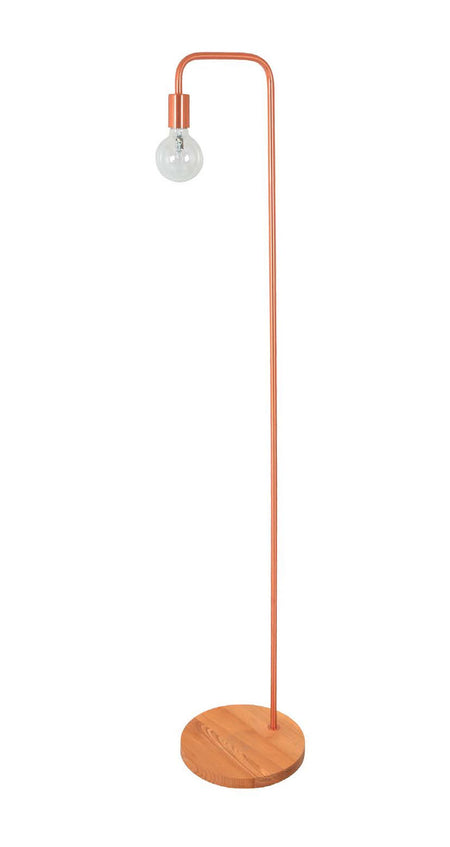 Modern Floor Lamp Copper & Blonde Wood