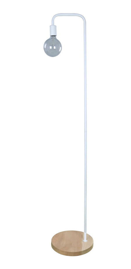 Modern Floor Lamp White & Blonde Wood