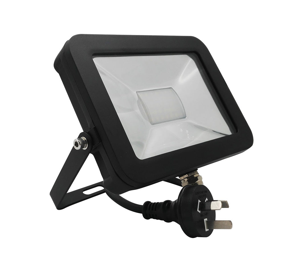 Adjustable Slim 240V 30W LED Floodlight - Black Finish / Natural White LED