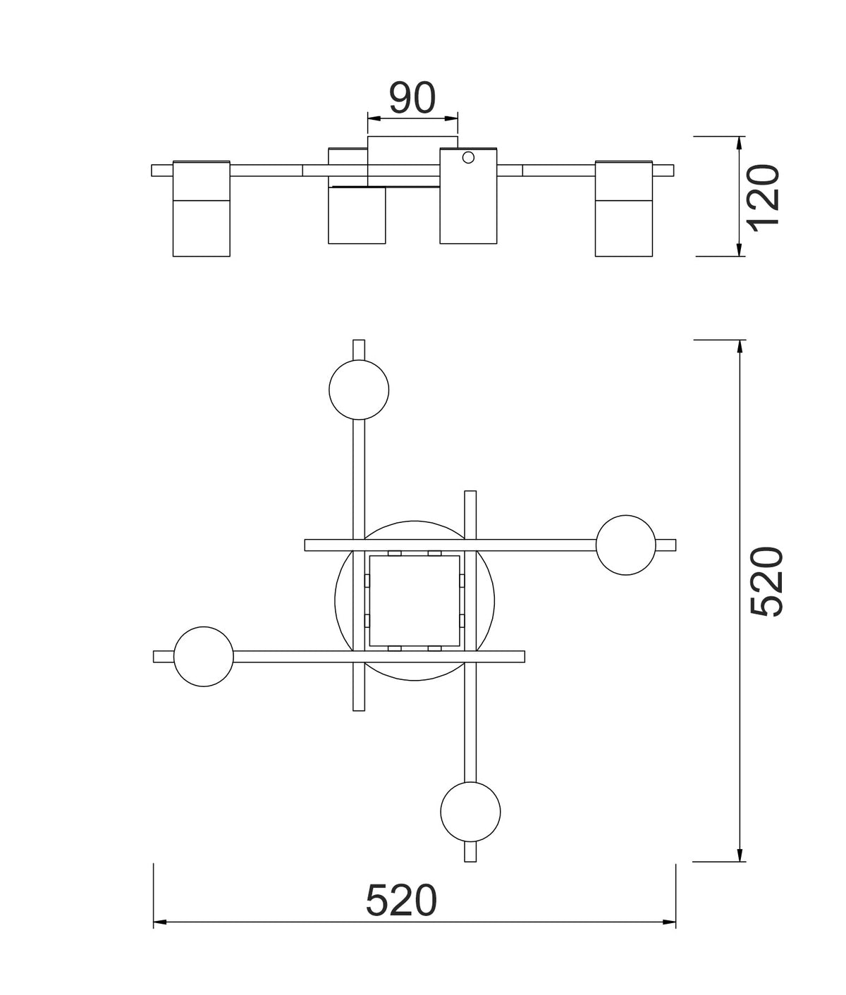 Tache Interior Spot Ceiling Light (with Adjustable Black & Antique Brass Head) IP20 - 6 Lights