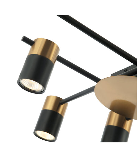 Tache Interior Spot Ceiling Light (with Adjustable Black & Antique Brass Head) IP20 - 6 Lights