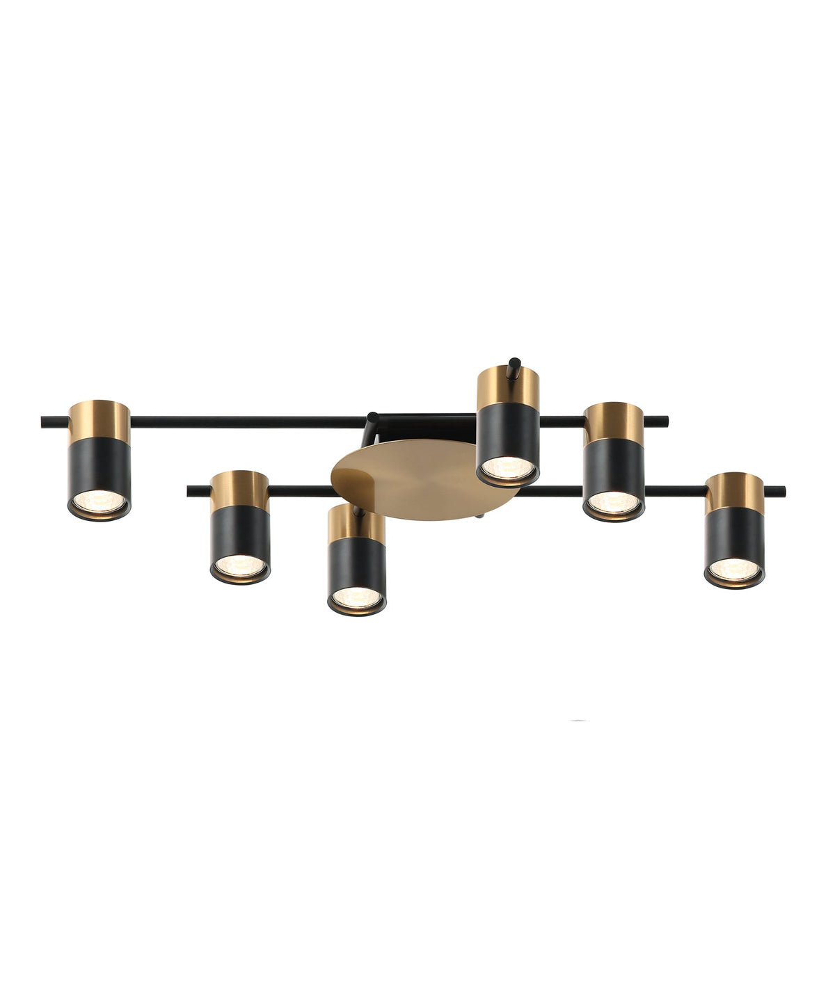 Tache Interior Spot Ceiling Light (with Adjustable Black & Antique Brass Head) IP20 - 6 Lights