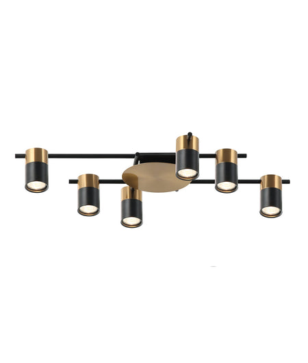 Tache Interior Spot Ceiling Light (with Adjustable Black & Antique Brass Head) IP20 - 6 Lights