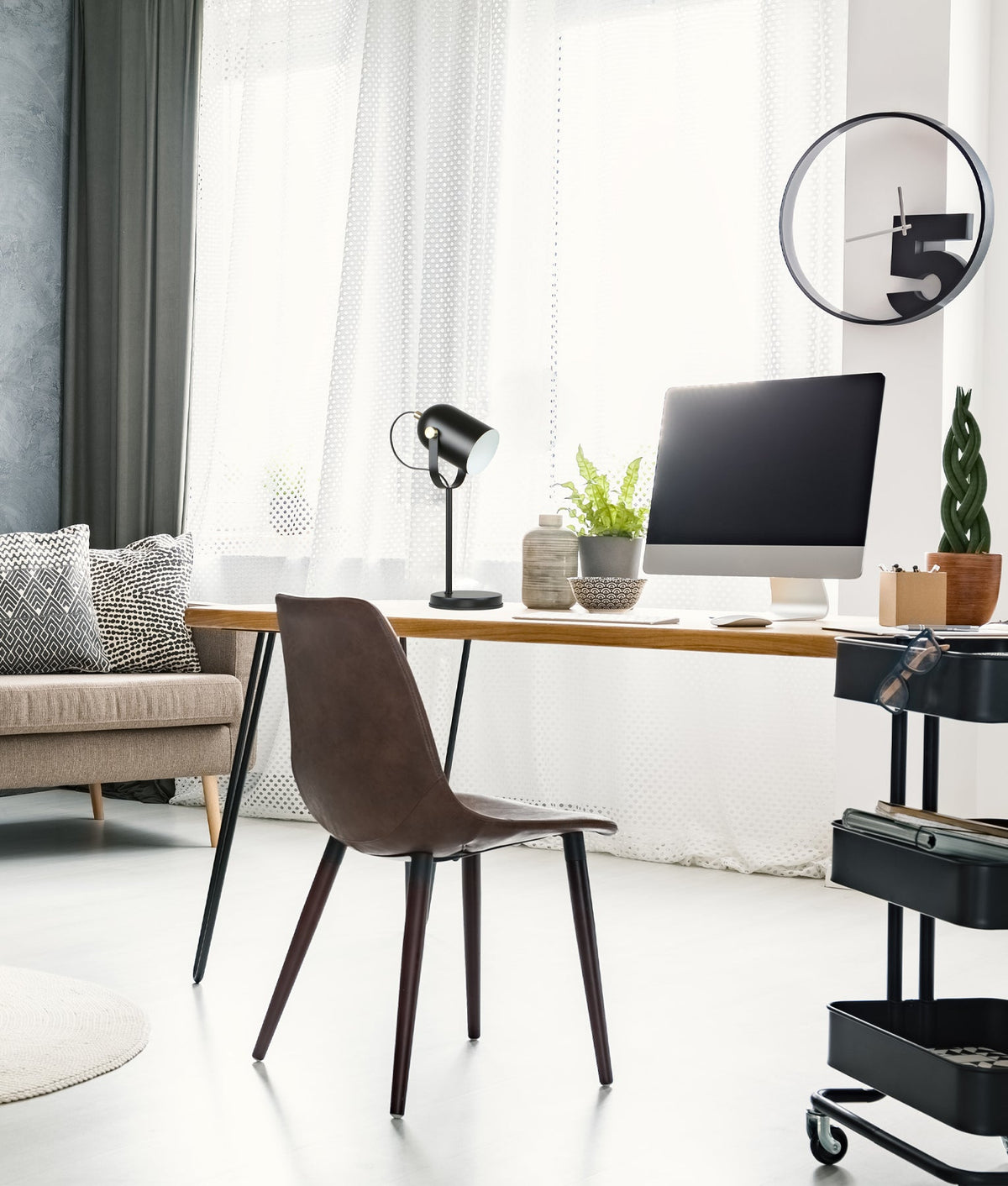 Tazza Ellipse Shade with Antique Brass Highlight Table Lamp - Matte Black