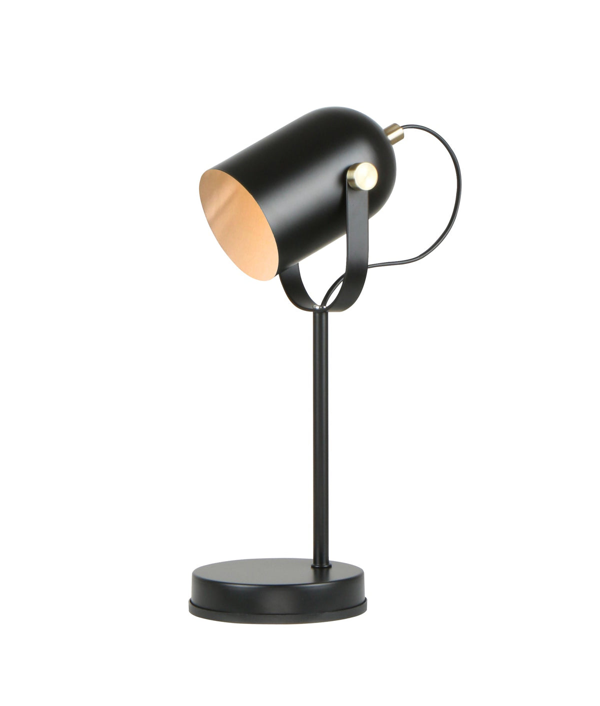 Tazza Ellipse Shade with Antique Brass Highlight Table Lamp - Matte Black