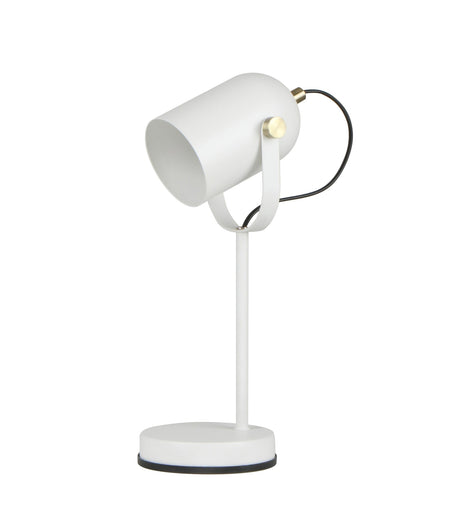 Tazza Ellipse Shade with Antique Brass Highlight Table Lamp - Matte White