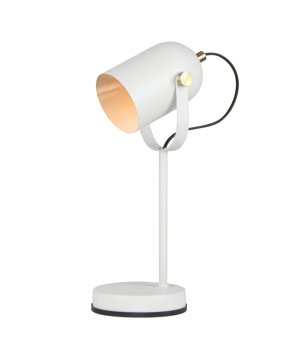 Tazza Ellipse Shade with Antique Brass Highlight Table Lamp - Matte White