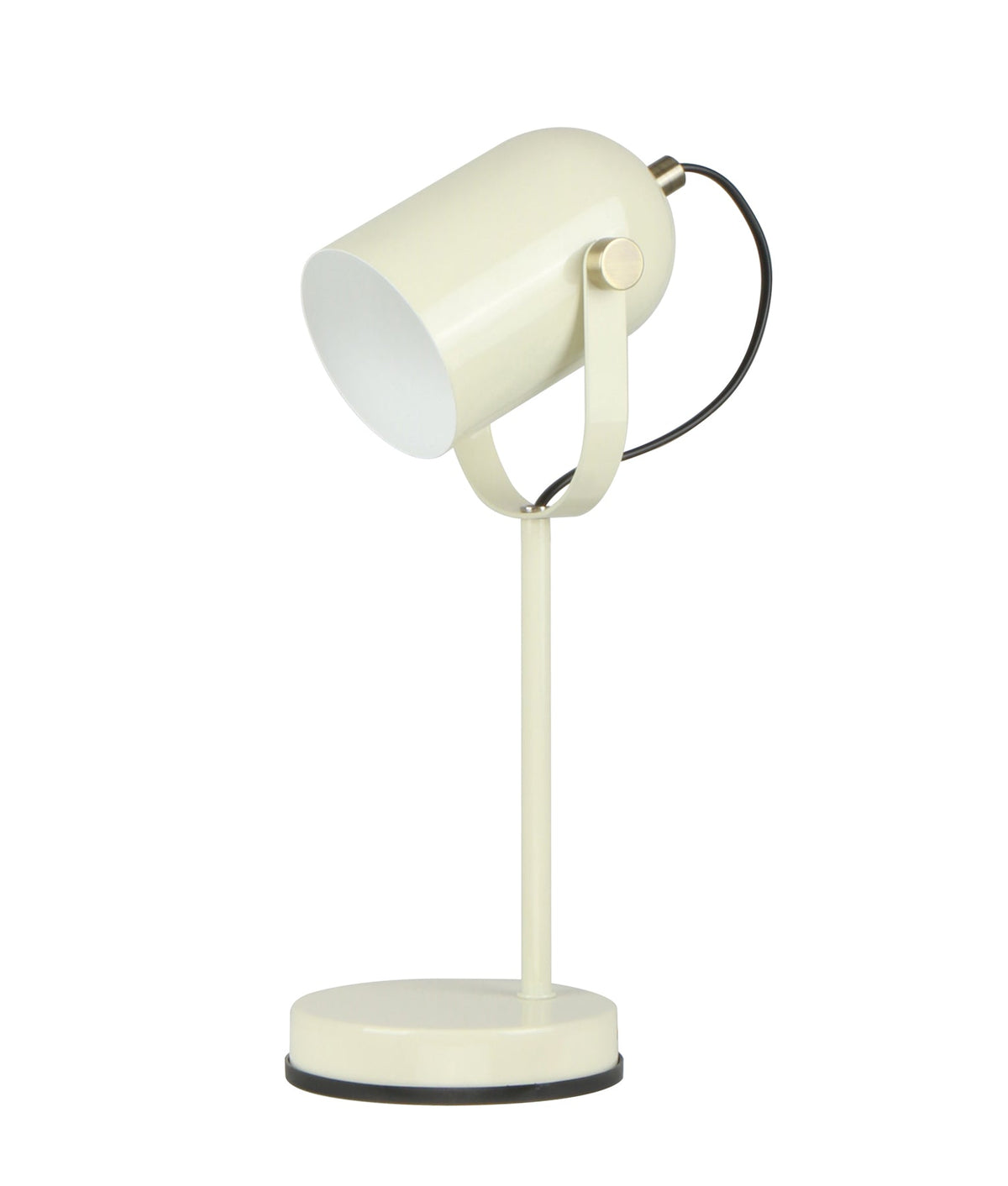 Tazza Ellipse Shade with Antique Brass Highlight Table Lamp - Glossy Cream