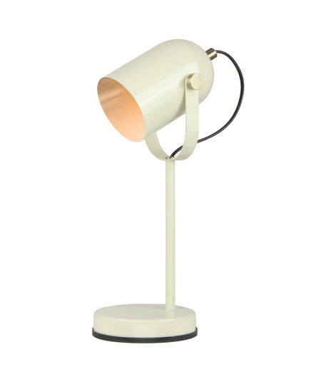 Tazza Ellipse Shade with Antique Brass Highlight Table Lamp - Glossy Cream