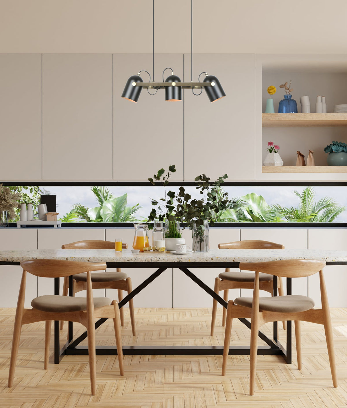 Tazza Interior Ellipse Shade with Antique Brass Hardware Pendant Light