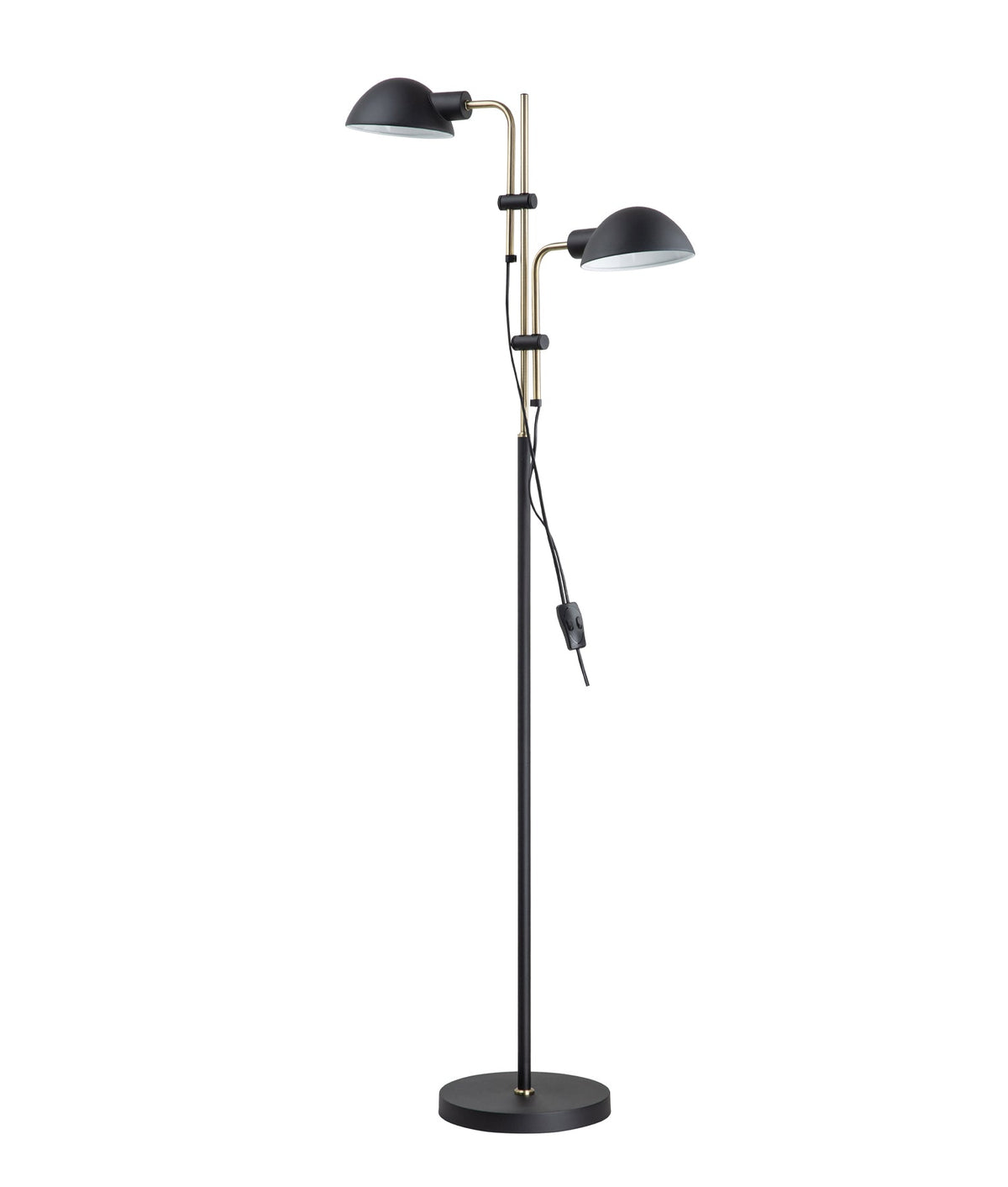 Tettu Adjustable Height Swivel Head Sand Black Floor Lamp - 2 Heads
