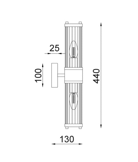 Tiempo Interior Up/Down Tubular Clear Glass Wall Light - Black