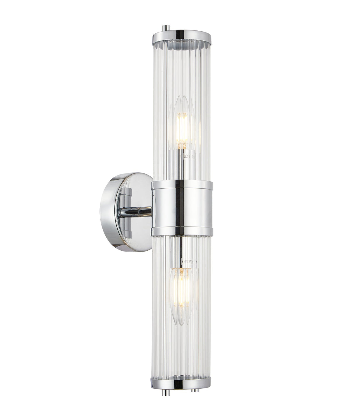 Tiempo Interior Up/Down Tubular Clear Glass Wall Light - Chrome