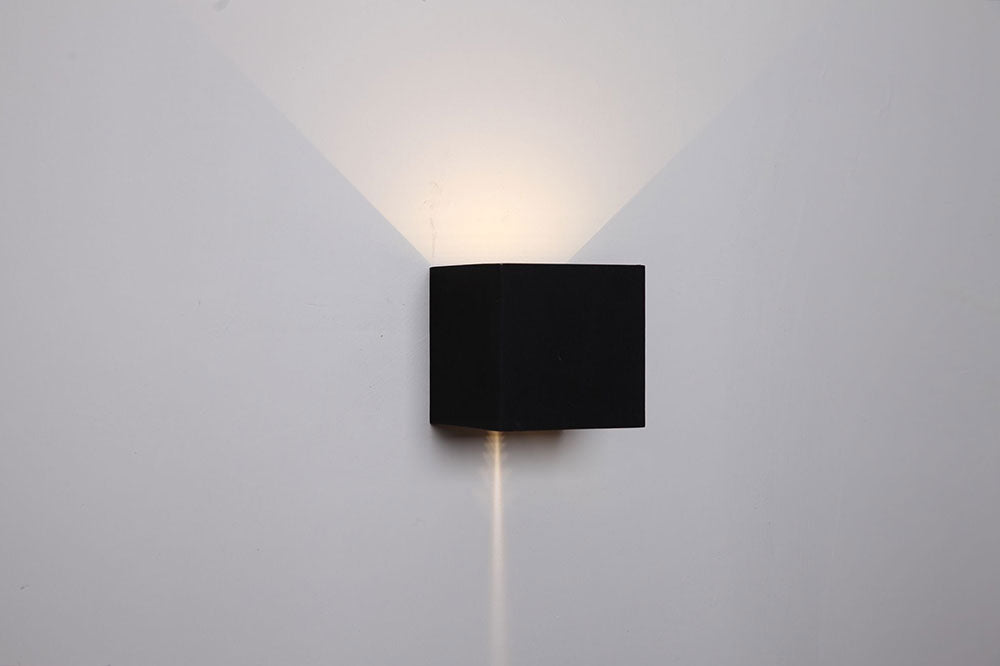 Cube 6.8W LED Exterior Up/Down Wall Light Black