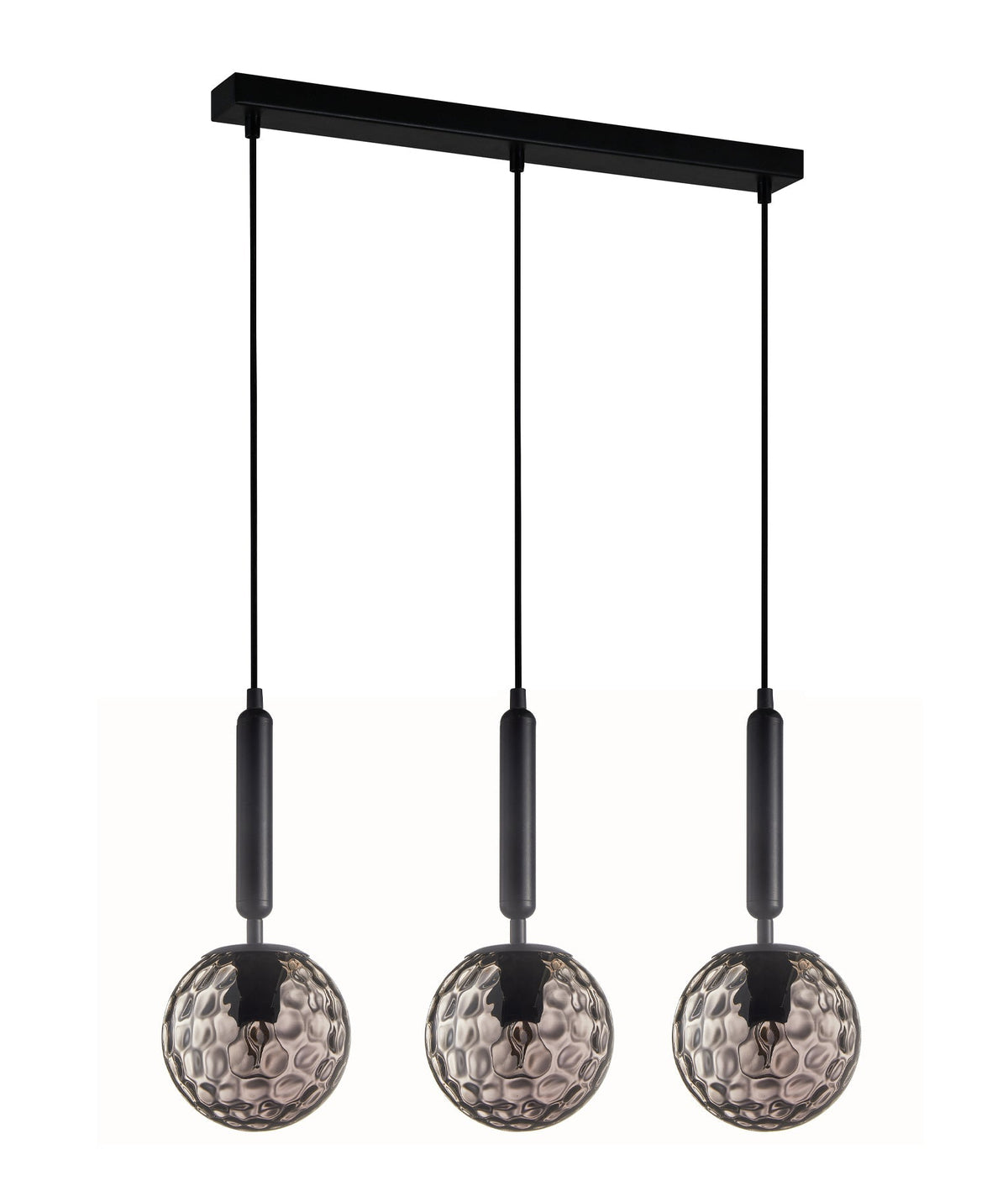 Trattino Interior Bronze Amber /Smokey Black Spherical Glass Multiple Bar Base Pendant Light - Smokey Black