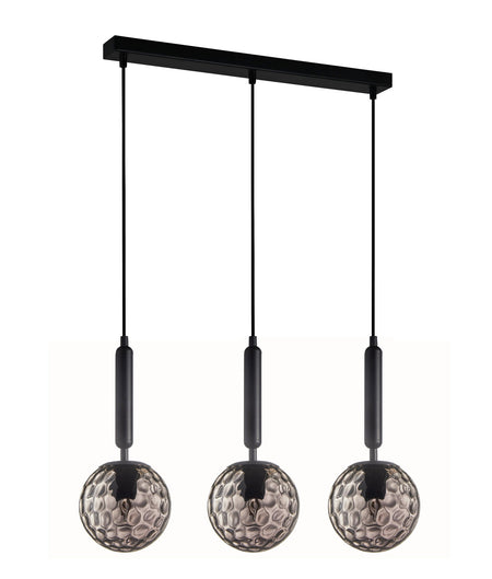 Trattino Interior Bronze Amber /Smokey Black Spherical Glass Multiple Bar Base Pendant Light - Smokey Black