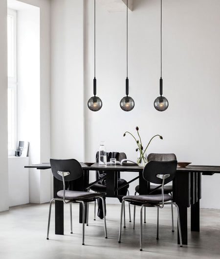 Trattino Interior Bronze Amber /Smokey Black Spherical Glass Multiple Bar Base Pendant Light - Smokey Black
