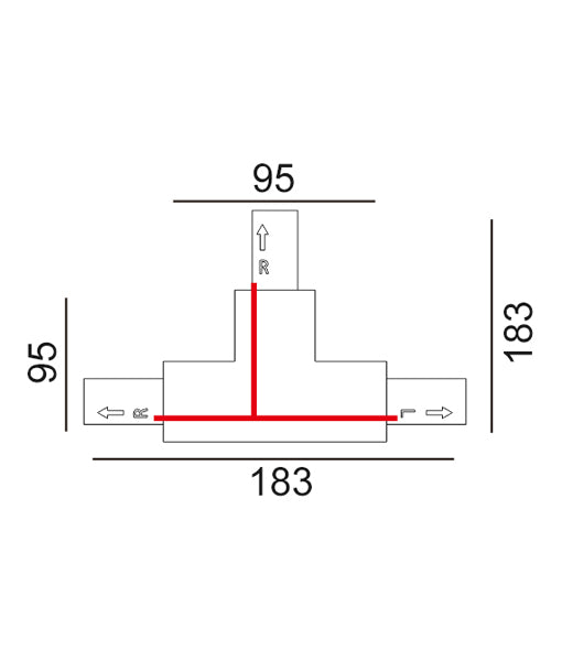 3 Wire 1 Circuit Universal Tracks, Connectors, End Cap & Live End - White / Connector T-Piece (Left1)
