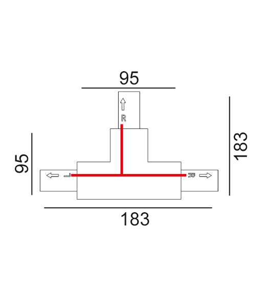 3 Wire 1 Circuit Universal Tracks, Connectors, End Cap & Live End - Black / Connector T-Piece (Left2)