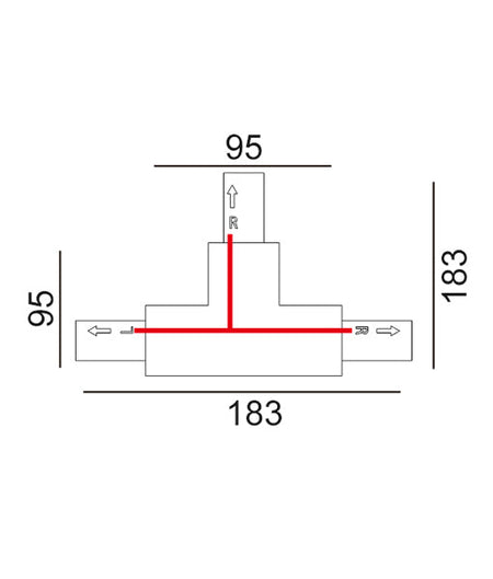 3 Wire 1 Circuit Universal Tracks, Connectors, End Cap & Live End - Black / Connector T-Piece (Left2)