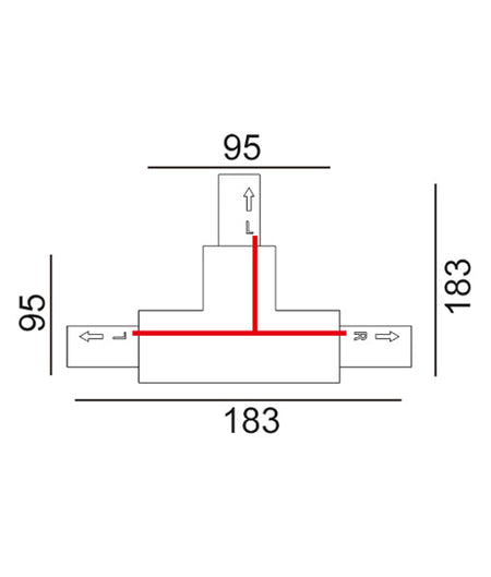 3 Wire 1 Circuit Universal Tracks, Connectors, End Cap & Live End - Black / Connector T-Piece (Right2)