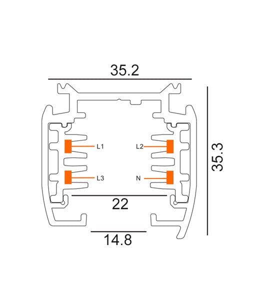 4 Wire 3 Circuit Universal Tracks, Connectors, End Cap & Live End - Black / Track 2m