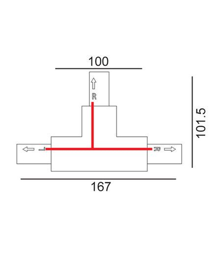 4 Wire 3 Circuit Universal Tracks, Connectors, End Cap & Live End - Black / Connector T-Piece (Left2)