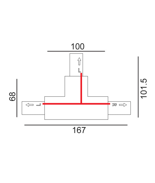 4 Wire 3 Circuit Universal Tracks, Connectors, End Cap & Live End - White / Connector T-Piece (Right2)