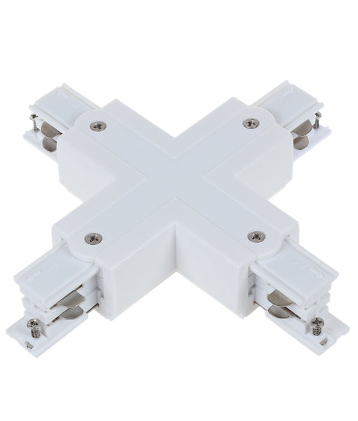 4 Wire 3 Circuit Universal Tracks, Connectors, End Cap & Live End - White / Connector Cross-Piece