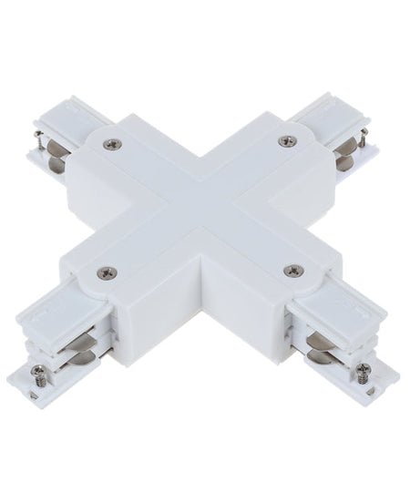 4 Wire 3 Circuit Universal Tracks, Connectors, End Cap & Live End - White / Connector Cross-Piece