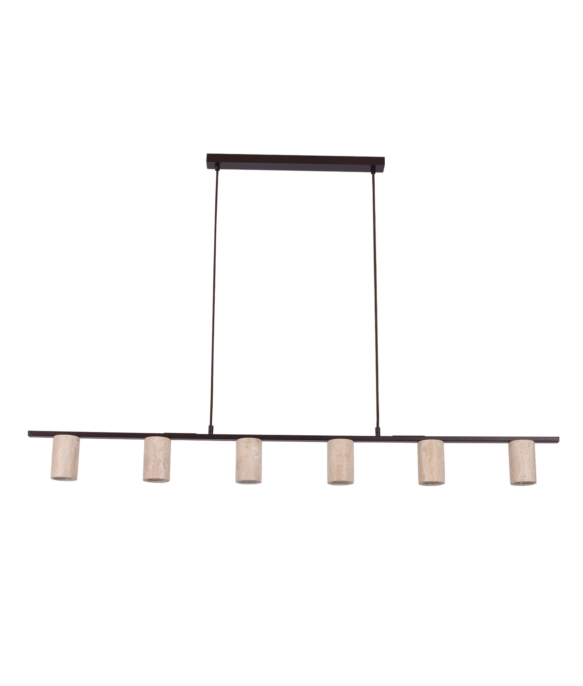 Tuberia Interior Linear Bar with Beige Travertine Tubular Shade Pendant Light