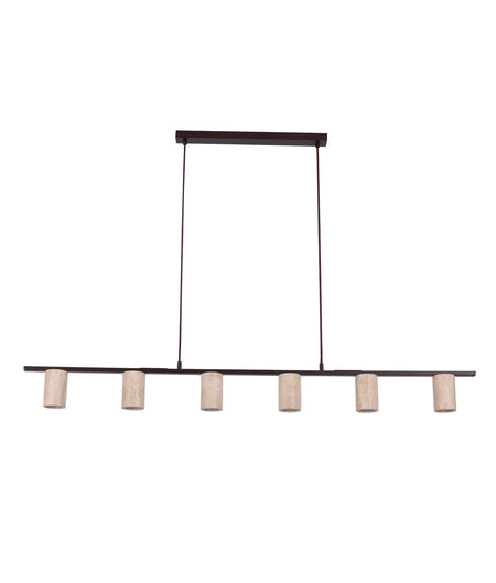 Tuberia Interior Linear Bar with Beige Travertine Tubular Shade Pendant Light