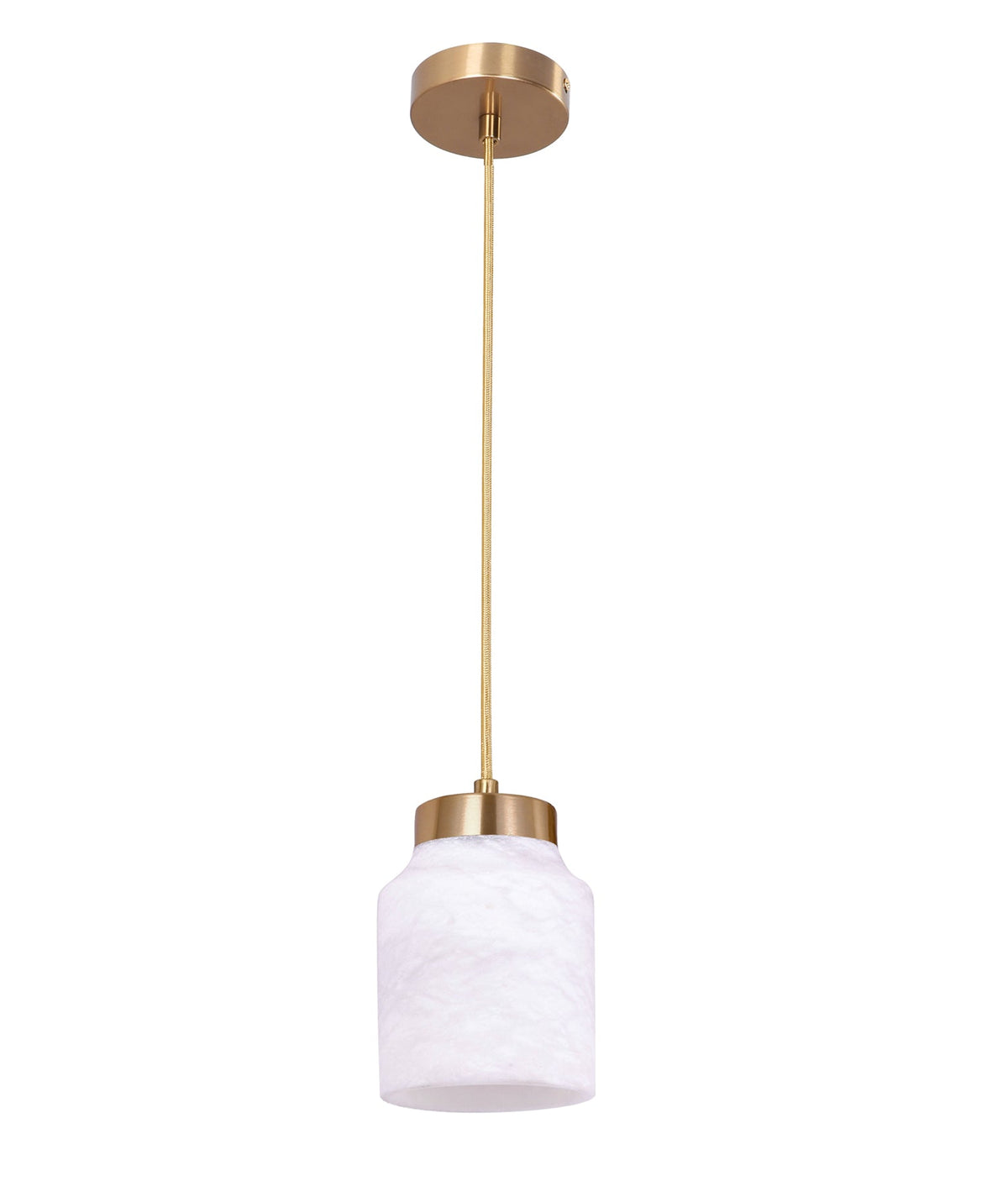 Tufo Interior White Jar Alabaster with Brass Highlight Pendant Light
